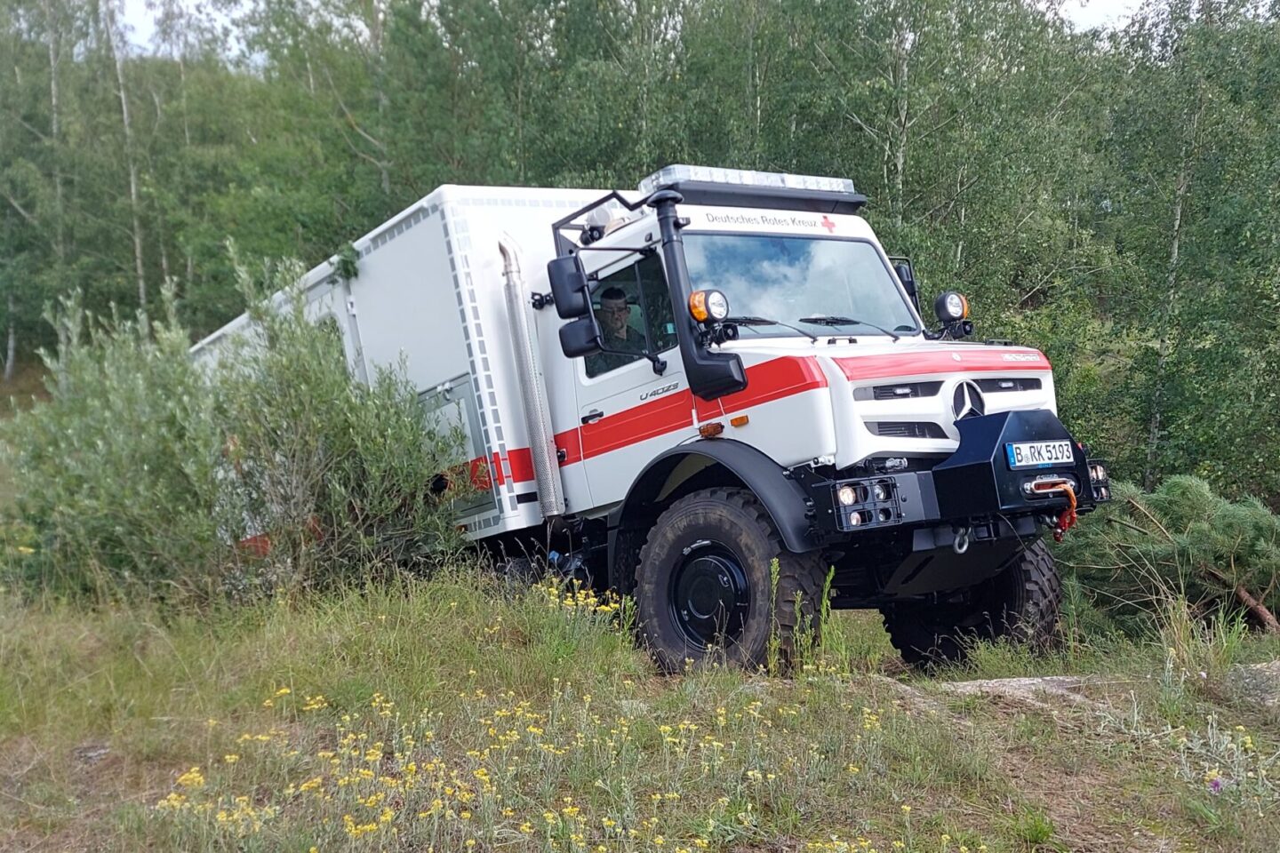 Geländefahrt mit Nutzfahrzeugen des DRK DRK - Ausbildungswochenende in der Prignitz - Brandenburg: Geländefahrt mit Nutzfahrzeugen, Unimog Ambulanz
- August 2023